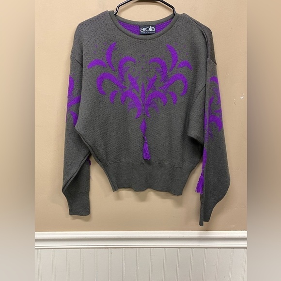Arola Sweaters - Arola Finland Wool Sweater Brown Purple Tassel Size 10